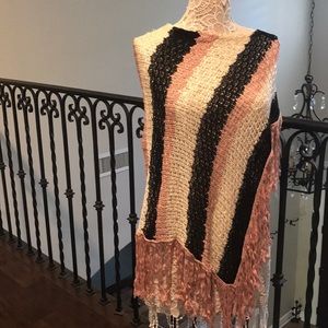 Bebe Pink, Creme, Black Metallic Poncho